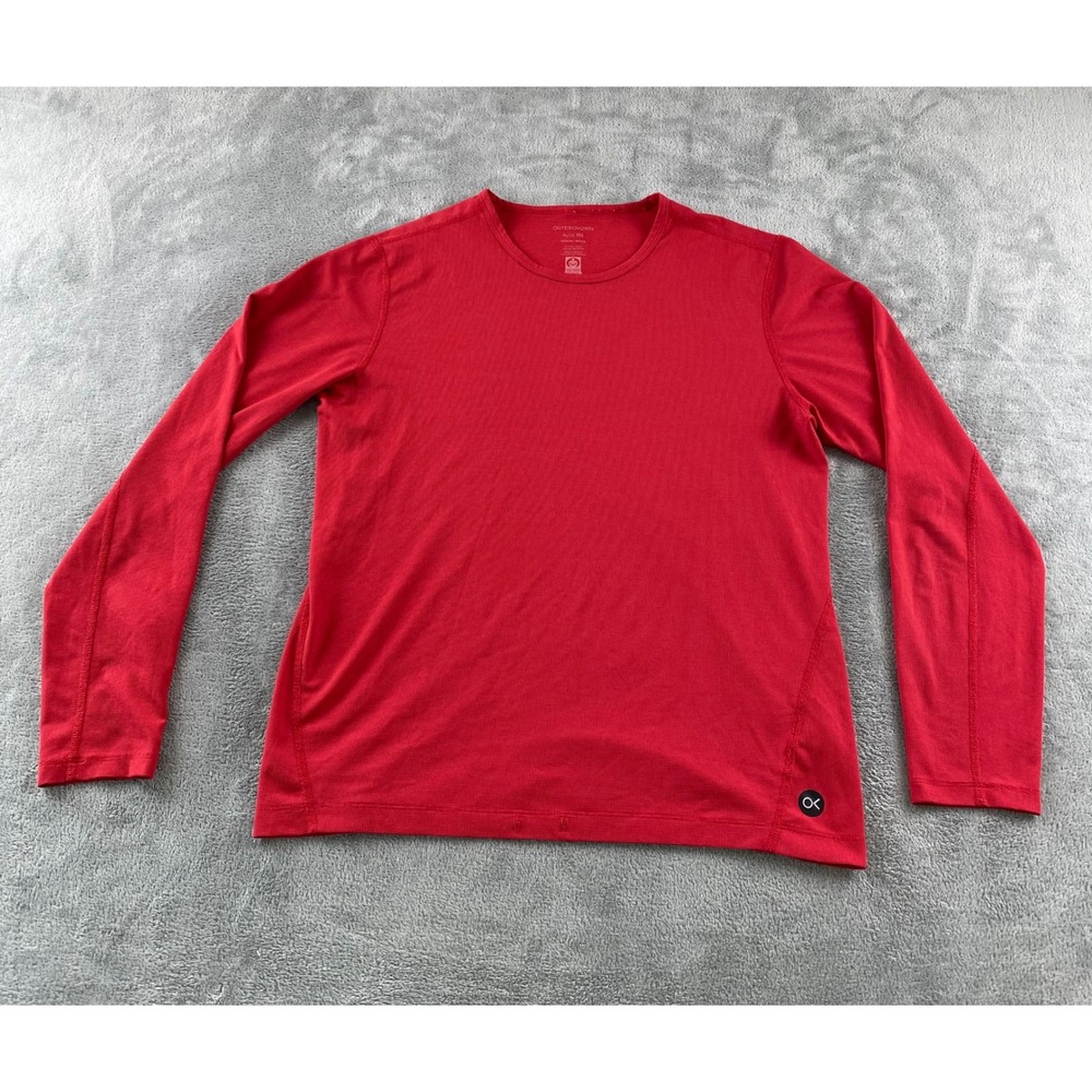 Outerknown H2OK Tee Mens Medium Red Long Sleeve Waffle Knit UPF 30+ Performance